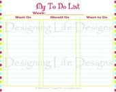 To Do List Printable - Must, Should, Want to Do Checklist - Home Binder PDF