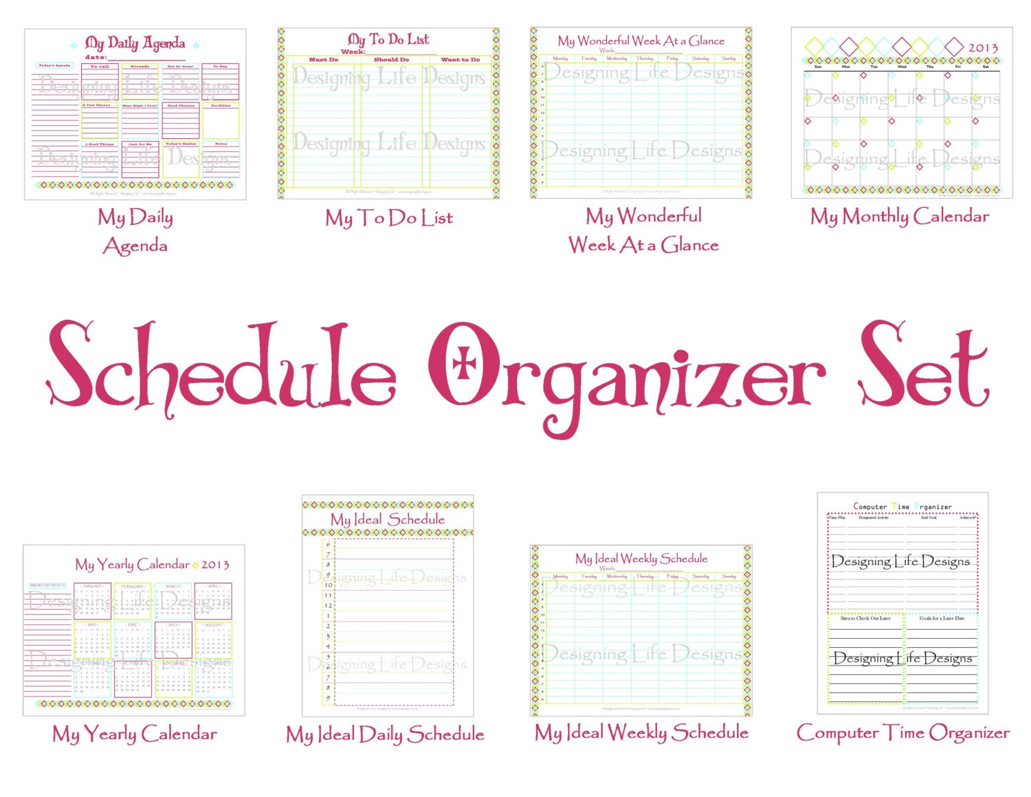 Schedule Organizer Set - Agenda Set with 8 Printables - Home Binder