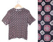 Nautical blouse navy blue shirt vintage Small