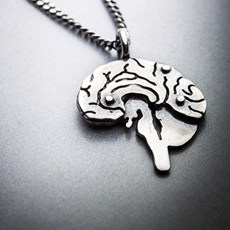 Mini EINSTEIN-silver brain necklace