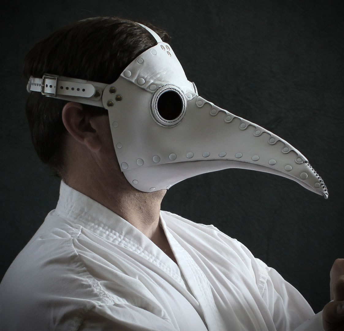 Plague Doctor mask in white leather "Schnabel"