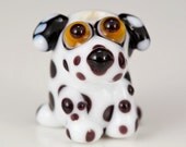 Black White Dalmatian Dog Lampwork Bead