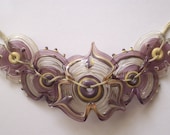 Tranparent amethyst purple five flowers necklace  lampwork glass beads hand made by YasminSivan