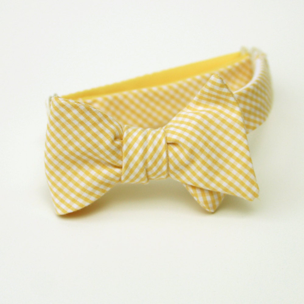 kiddo sized yellow gingham freestyle bow tie