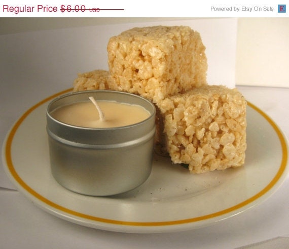 ON SALE Rice Crispy Treat - Soy Wax Candle, 4 oz travel tin, marshmallow,