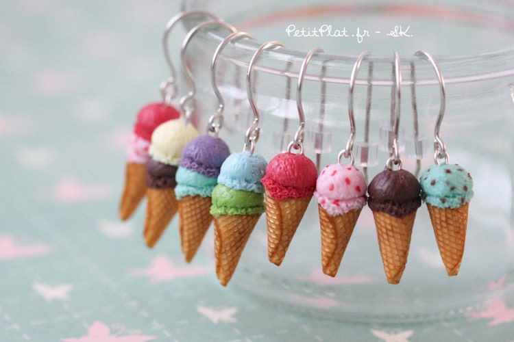 Ice Cream Earrings - Custom Made 2 Scoops -  IceCream Collection