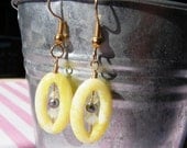 Lemon quartz, freshwater pearl and Swarovski crystal earrings