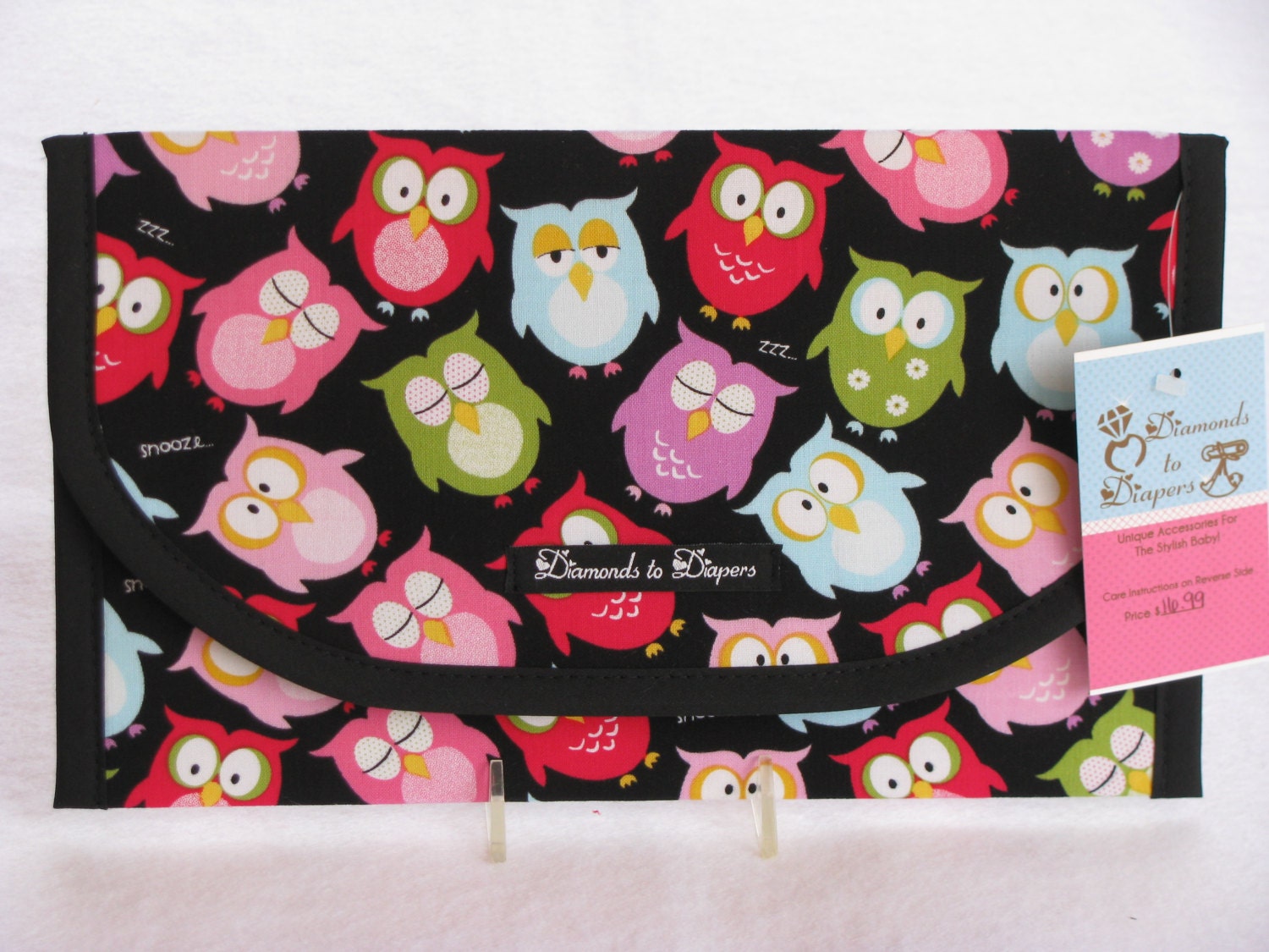Snoozing Owls Diaper and Wipes Case Holder Clutch