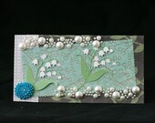 Checkbook Cover  Clear Vinyl Handmade Lily of the Valley