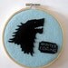 SALE Game of thrones emblems Stark House Embroidery Hoop.