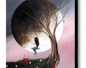 PINK ART PRINT Shawna Erback Limited Edition Canvas Signed Modern Girl Bright Large Moon