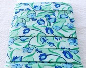 1/2 inch Double Fold Cotton Edging -- Green and Blue Flowers -- 4 yards