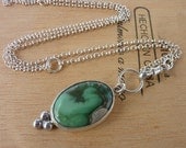Lucin Utah Variscite statement necklace, sterling silver chain