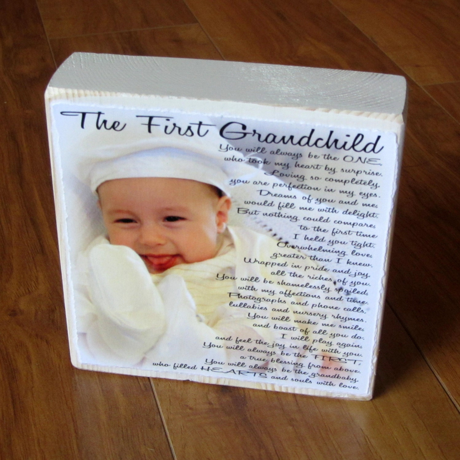 Father's Day First Grandchild Poem for GRaNDPA- PERSoNALIZED Larger Photo Poem Blocks