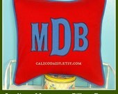 Large Font Applique Monogrammed Pillow Cover - 16 x 16 square