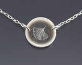 Ginkgo Leaf Necklace - Etched Sterling Silver