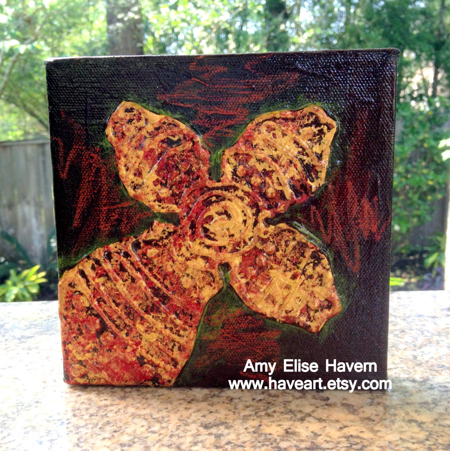 Textured Cross original 6x6 canvas painting