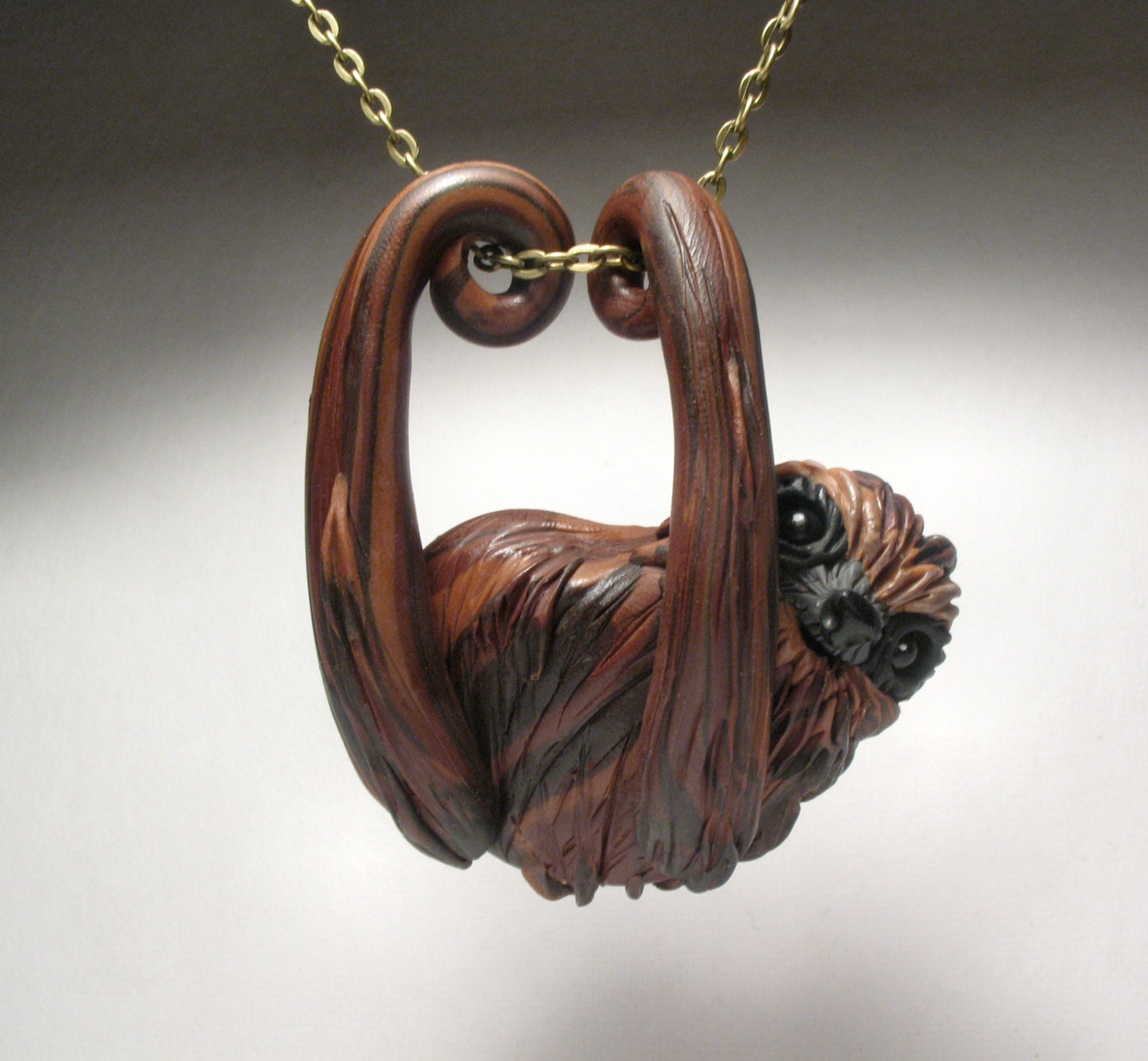 Smiling Sloth Necklace - Wearable Art Sculpture
