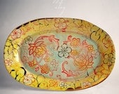 Ceramic Serving Platter in Lotus Garden 11x17