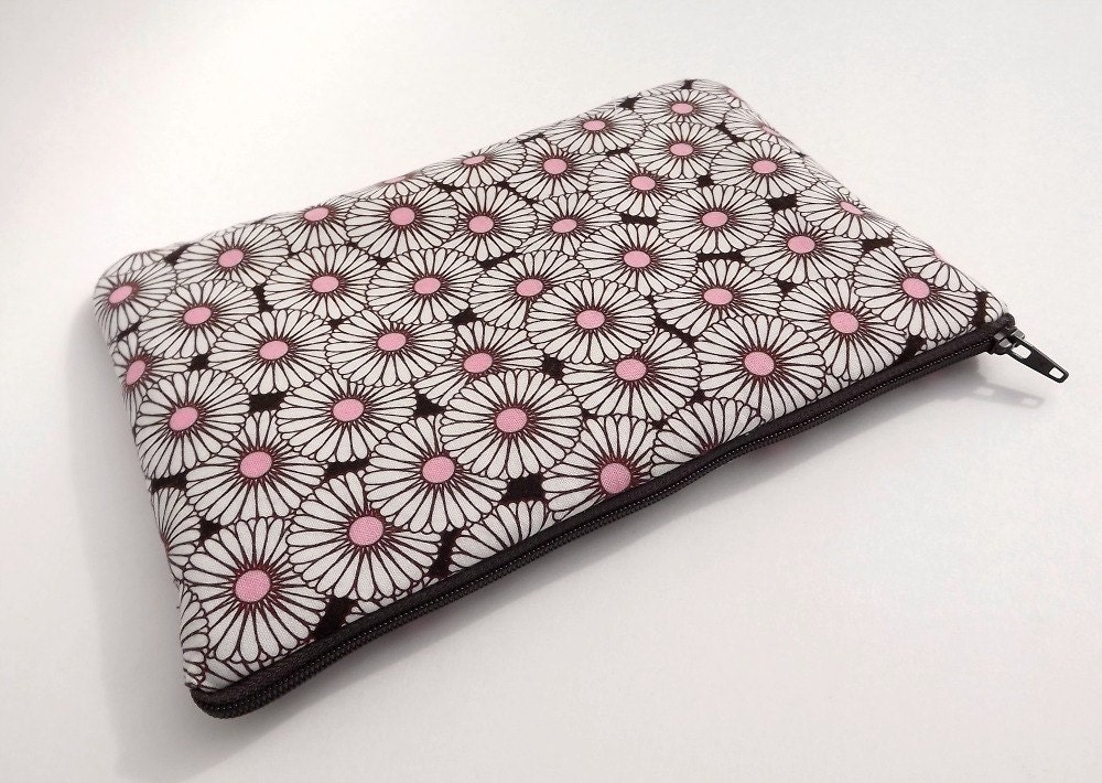 Slim Makeup Bag in Chocolate Brown and Pink Fusion Profusion