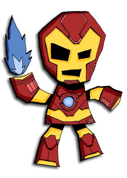 Iron Man Mini Art Print Avengers Illustration Superhero