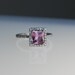 1.2ct Princess Lavender Peach sapphire diamond ring 14k white gold diamond ring