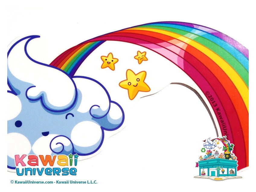 Kawaii Rainbow - Medium Vinyl Sticker