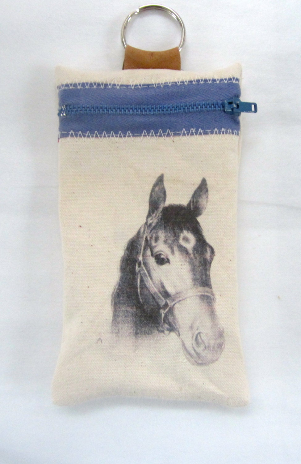 Horse portrait cell phone key ring wallet