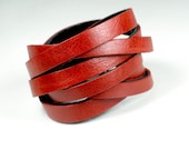 Leather wrap cuff Bracelet Reversible red black grey metallic bronze