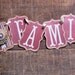 Vintage Inspired FAMILY Garland Victorian Paper Rosettes Silver White Tan Cream Red Banner