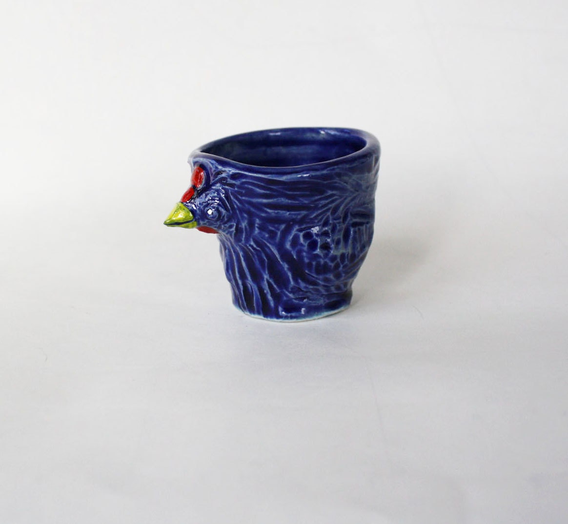 Bright Blue Chicken Shot Glass