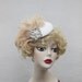 Champagne, Ivory Birdcage Veil, Peacock Feather Fascinator, Bridal Veil, Pearl, Swarovski Crystal, Silver Flower, Batcakes Couture