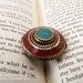 Handmade Brass Artisan Bead, Circle and Rope Disc Pendant Turquoise/Coral Color