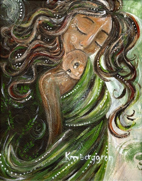 Organic - Archival 12x12 signed motherhood print from an acrylic painting by Katie m. Berggren - kmberggren
