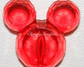 2 RUBY RED 37mm BIG Mickey Mouse Beads Charm Faceted for Kandi Rave Raver Kandy Disneyland Disneyworld Disney Mouse Head Ears Crystal