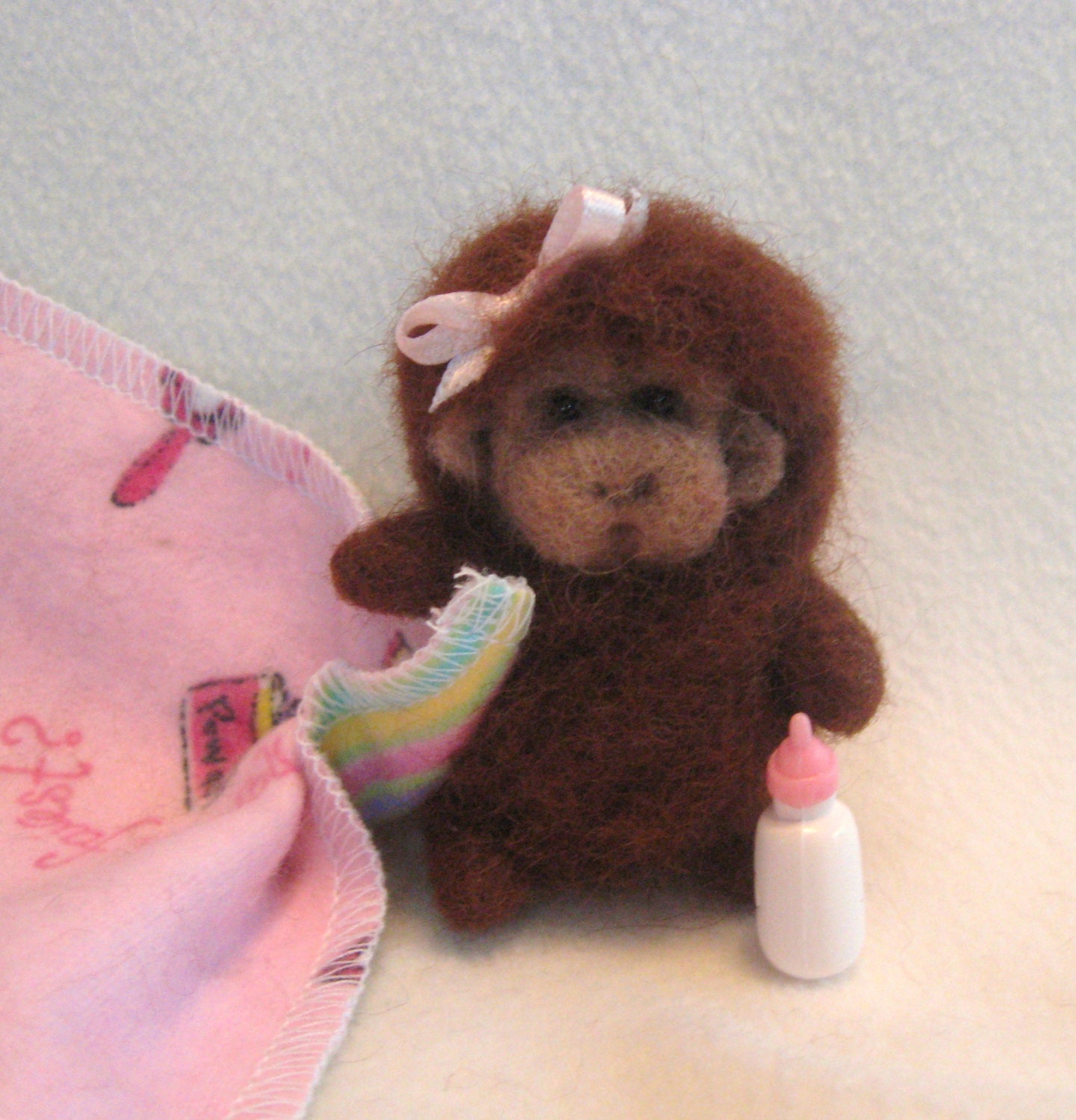 Miniature Felted Felt Monkey Chimp Bears Baby Lovinclaydolls Lovin Clay Dolls Artist Lisa Haldeman