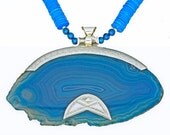 Rare African Tuareg Agate Slice with Vulcanite & Sterling