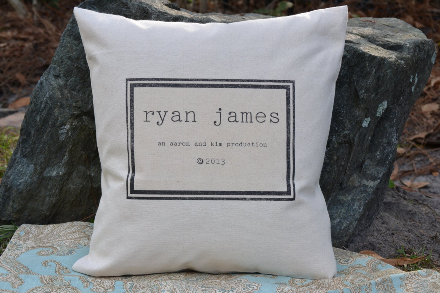 FREE SHIPPING 18 x 18  Personalized Baby Copyright Pillow Cover    Baby Gift