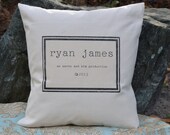 FREE SHIPPING 18 x 18  Personalized Baby Copyright Pillow Cover    Baby Gift