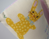 Whimsical Happy Easter Bunny Rabbit Spring Pillow Decoration