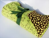 The Very Best Flannel Toddler Baby Receiving Blanket Avacado Green with Etched Brown Zoo Animals