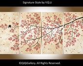 Original birds Painting  Heavy Texture Impasto Palette Knife Tree Love Birds Wall Décor "Our Love Begins Anew"