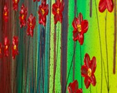 Abstract Landscape Oil Painting Original Modern Heavy Texture Impasto Palette Knife Flowers Wall Décor "New Hope" by QIQIGALLERY