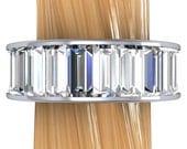 Diamond Engagement Ring in Platinum, All Diamond Wide Band, Also Wedding or Anniversary Ring