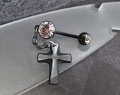 Crystal Cross Belly Button Ring