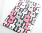 Medium Reusable Sandwich Bag- Food Baggie with pleated fold over closure - Groovy Guitars by Michael Miller