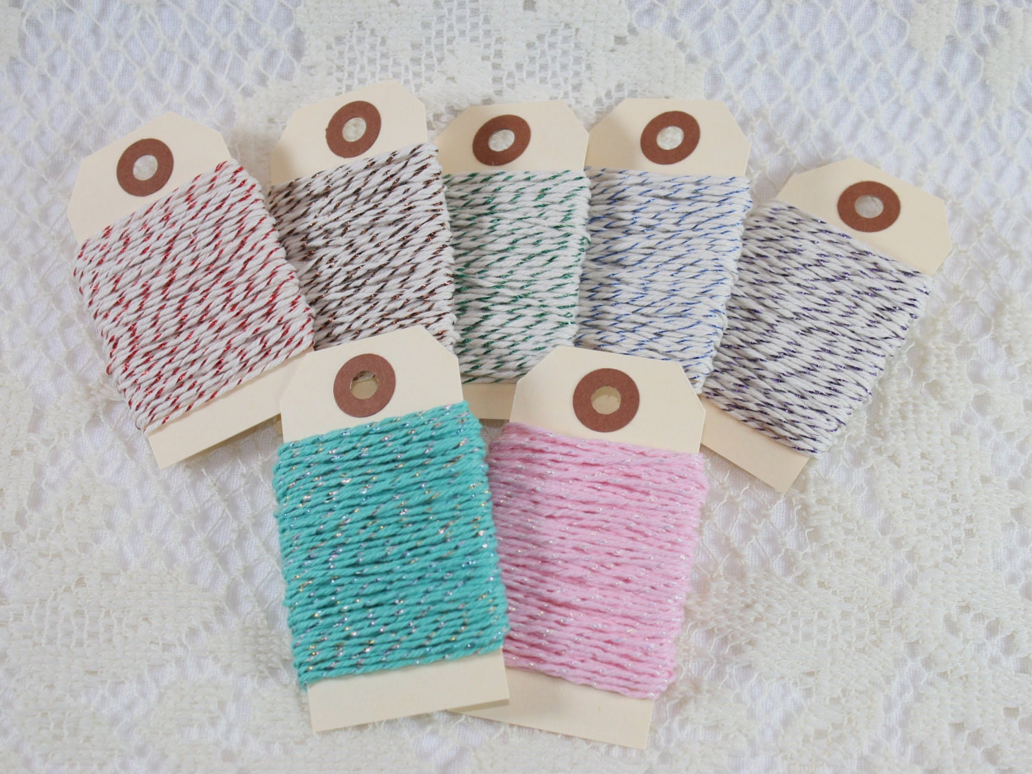 Shimmer  Baker's Twine Sampler - 7 Color Sampler - 10 Yds of each color