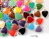 25pc tiny enameled heart charms in a mix of colors