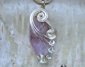 Amethyst Wire Wrapped Pendant Necklace in Silver - February Birthstone - CareMore