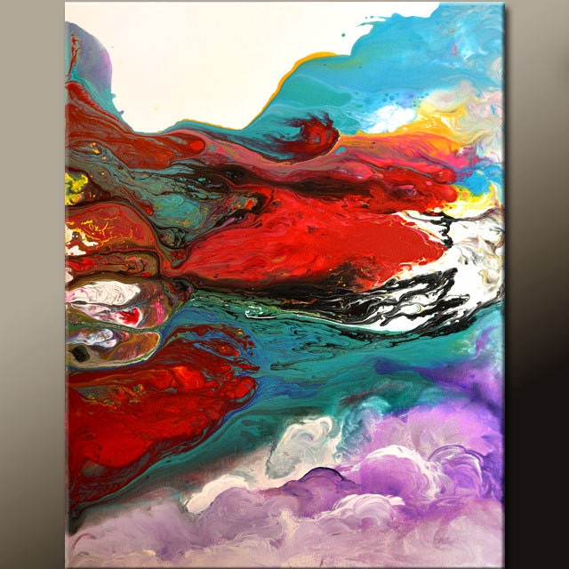 Abstract Art Painting 18x24 Canvas Original Modern Contemporary Paintings by Destiny Womack - dWo - Far Beyond the Clouds